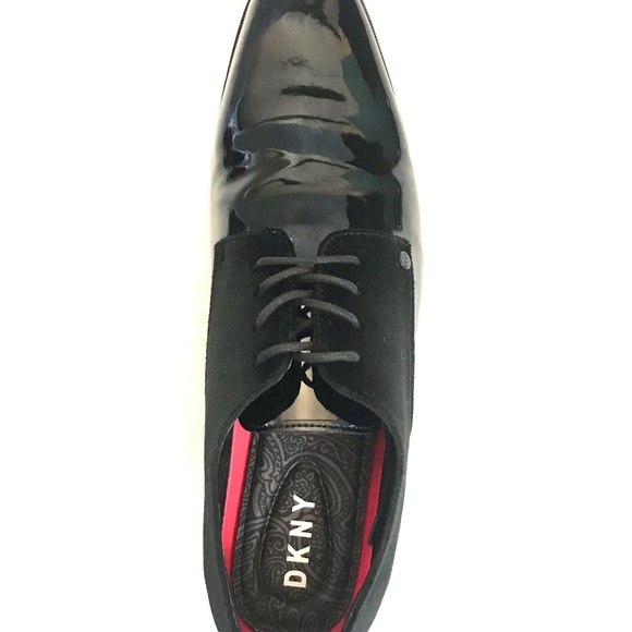 DKNY Men's Pierce Oxfords Patent/Velvet Black Size 13 (BRAND NEW) - Picture 4 of 6